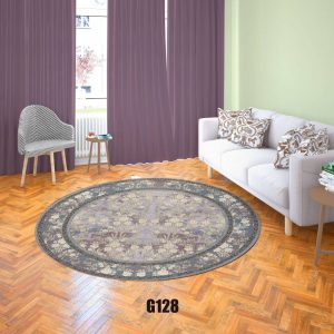 فرشینه گرد چاپی مخمل ترک مدل 128 + ضمانت کیفیت