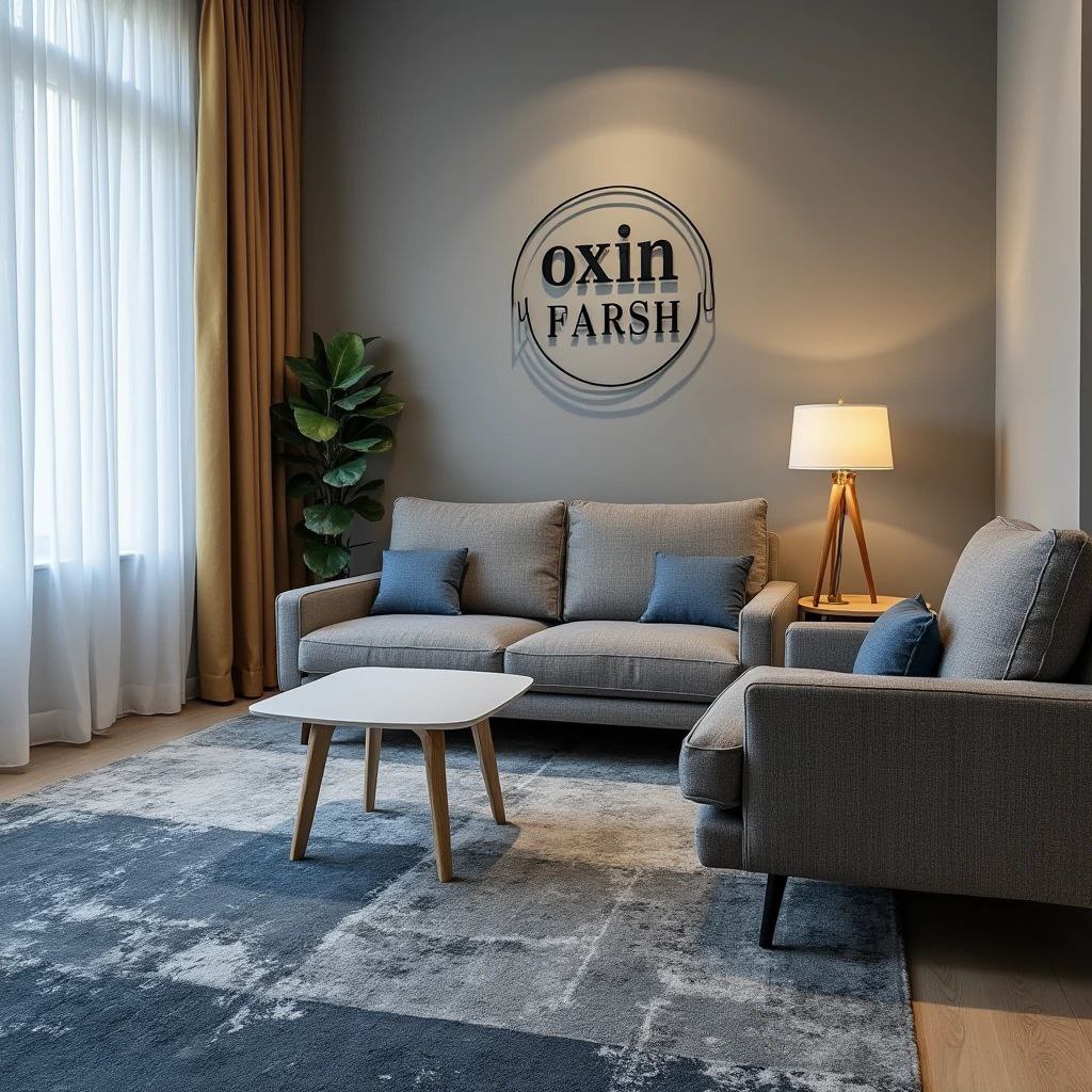 فرشینه مناسب برای مبل طوسی ست مبل طوسی با فرش