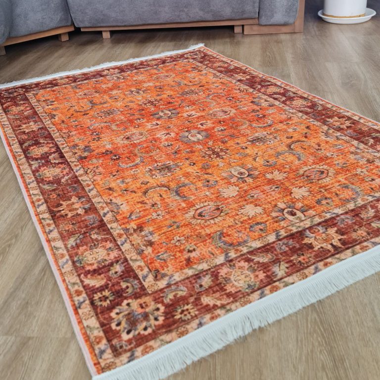 خرید فرش نارنجی خرید فرشینه نارنجی فرش نارنجی مخمل فرش نارنجی