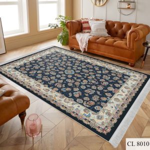 روفرشی کشدار مخمل ترک سوپرلاکچری روفرشی کشدار گل افشان سرمه ای فرشینه 6 متری مخمل فرش 6 متری سرمه ای