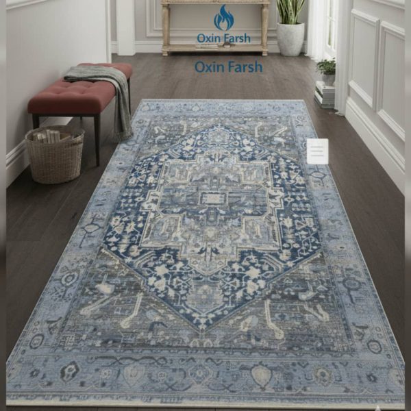 خرید فرشینه راهرویی کلاسیک آبی