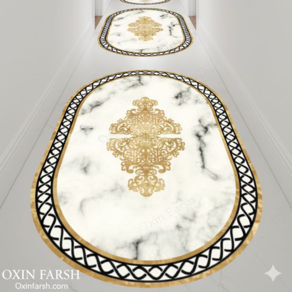 خرید فرشینه راهرویی بیضی لاکچری