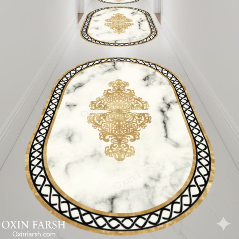 خرید فرشینه راهرویی بیضی لاکچری