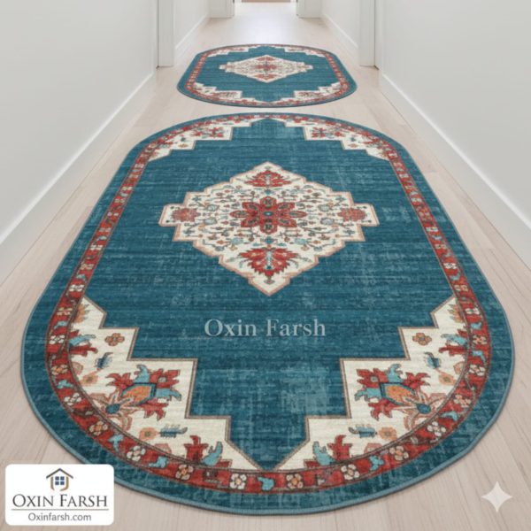 خرید فرشینه راهرویی بیضی لاکچری