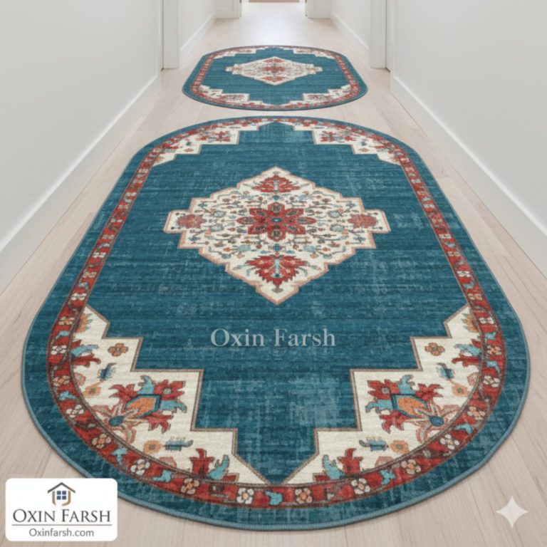 خرید فرشینه راهرویی بیضی لاکچری