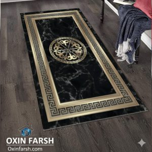 خرید فرشینه راهرویی مشکی و طلایی