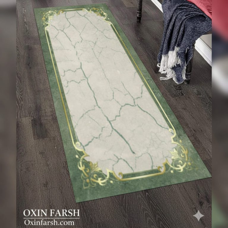 خرید فرشینه راهرویی کرم و سبز