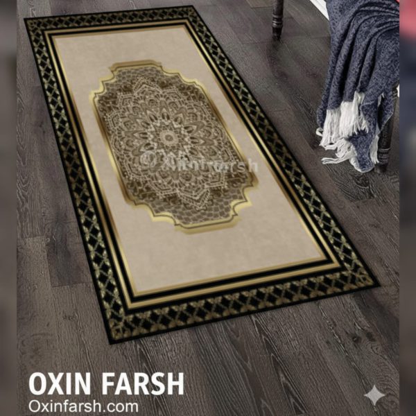 خرید فرشینه راهرویی کرم وطلایی