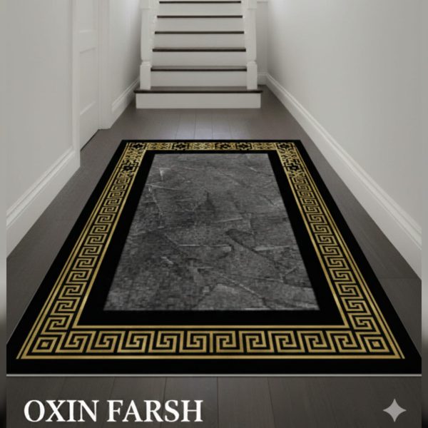 خرید فرشینه طوسی و طلایی