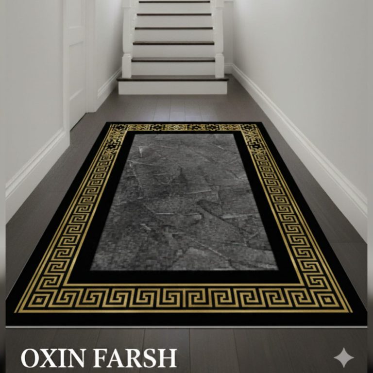 خرید فرشینه طوسی و طلایی