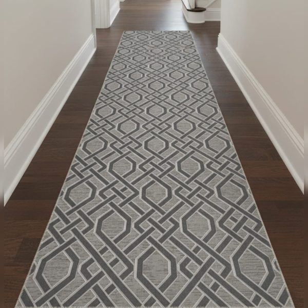 طرح فرشینه راهرویی طوسی مدرن