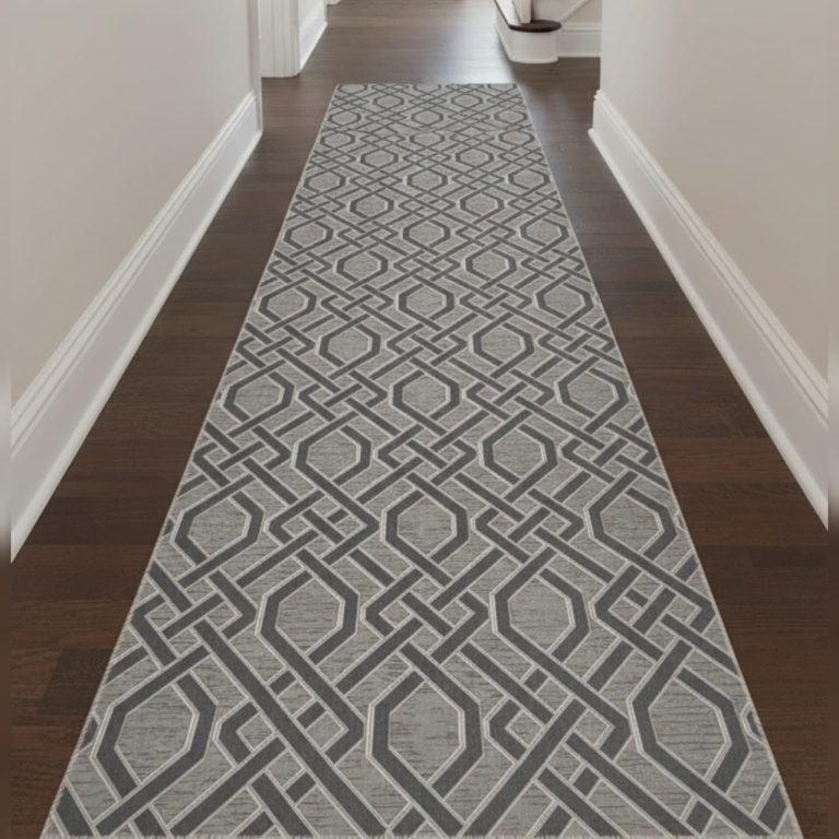 طرح فرشینه راهرویی طوسی مدرن