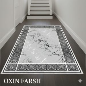 طرح فرشینه راهرویی طوسی مدرن