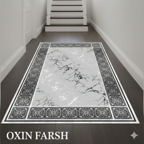 طرح فرشینه راهرویی طوسی مدرن