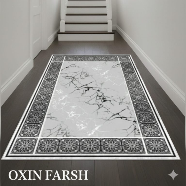 طرح فرشینه راهرویی طوسی مدرن