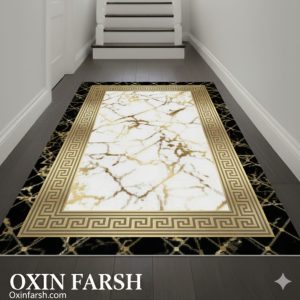 فرشینه راهرویی سفید و طلایی