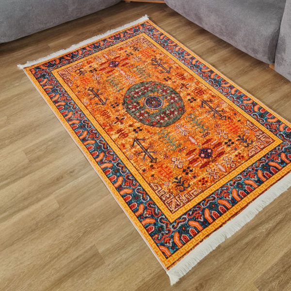 خرید فرش نارنجی فرشینه نارنجی فرشینه اتاق خواب