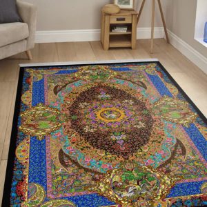 خرید فرشینه مخمل طرح دست بافت ابریشمی کد 1037 + ضمانت کیفیت شستشو