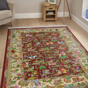 خرید مخمل فرش طرح ابریشمی دست بافت 1050