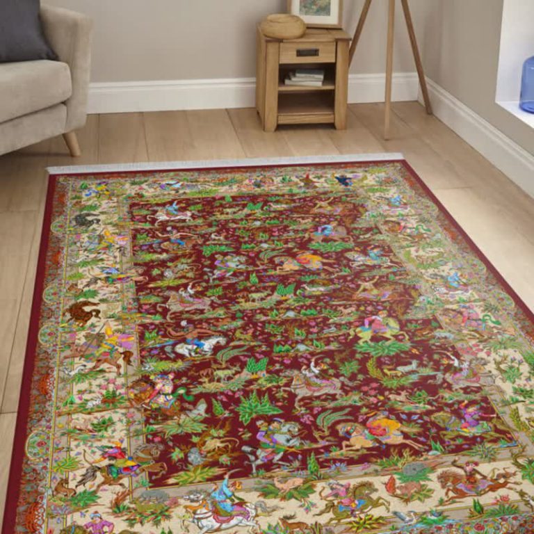 خرید مخمل فرش طرح ابریشمی دست بافت 1050