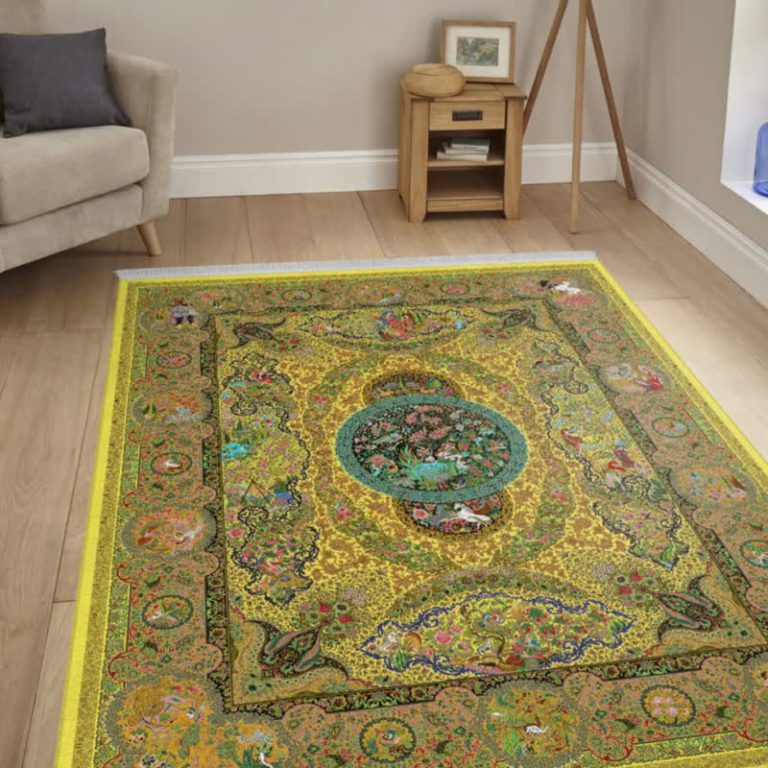 خرید مخمل فرش طرح ابریشمی دست بافت 1045