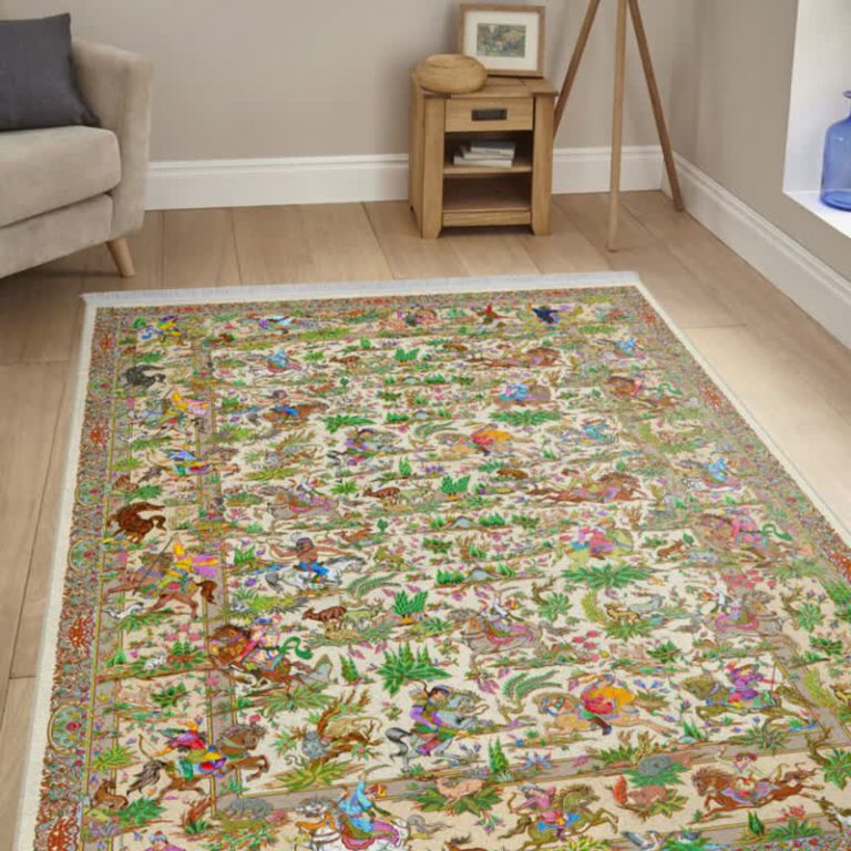 خرید مخمل فرش طرح ابریشمی دست بافت 1049