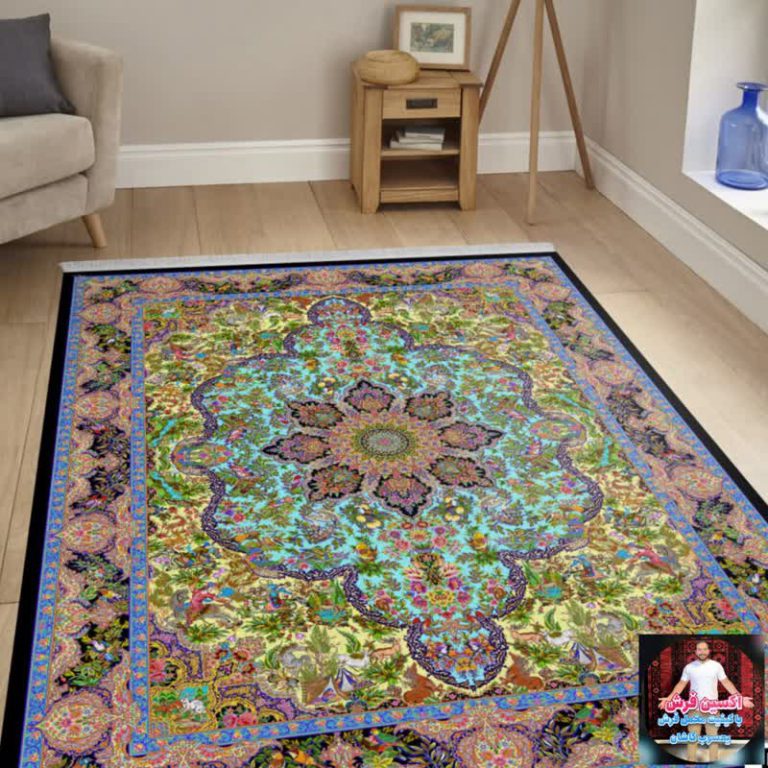 خرید مخمل فرش طرح ابریشمی دست بافت 1053