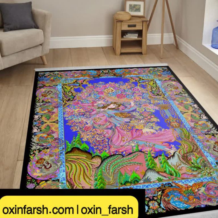 خرید مخمل فرش طرح ابریشمی دست بافت 1055