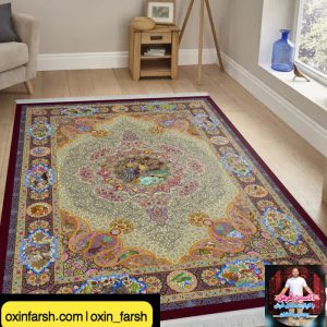 خرید مخمل فرش طرح ابریشمی دست بافت 1056