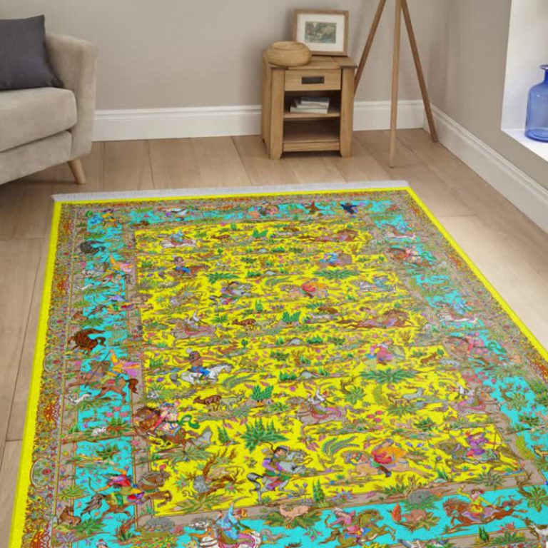 خرید مخمل فرش طرح ابریشمی دست بافت 1051