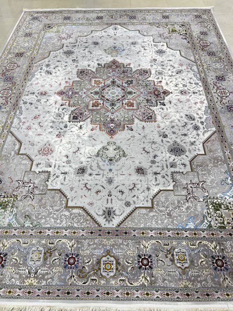 خرید فرش ماشینی 1200 شانه هریس طوسی