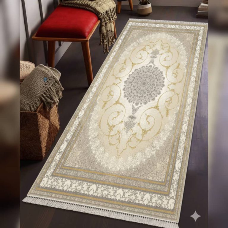 خرید فرشینه راهرویی کرم طلایی