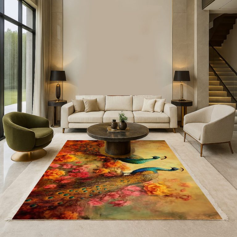 خرید فرشینه 6 متری طرح طاووس