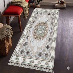 خرید فرشینه راهرویی سفید کلاسیک