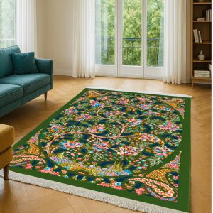 خرید خرید فرشینه سبز گلدار کد 232 + ضمانت کیفیت